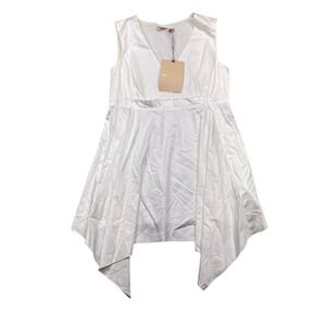 Pennyblack Faro White Cotton Blend V-Neck Handkerchief Hem Tank Top Size 4 NWT